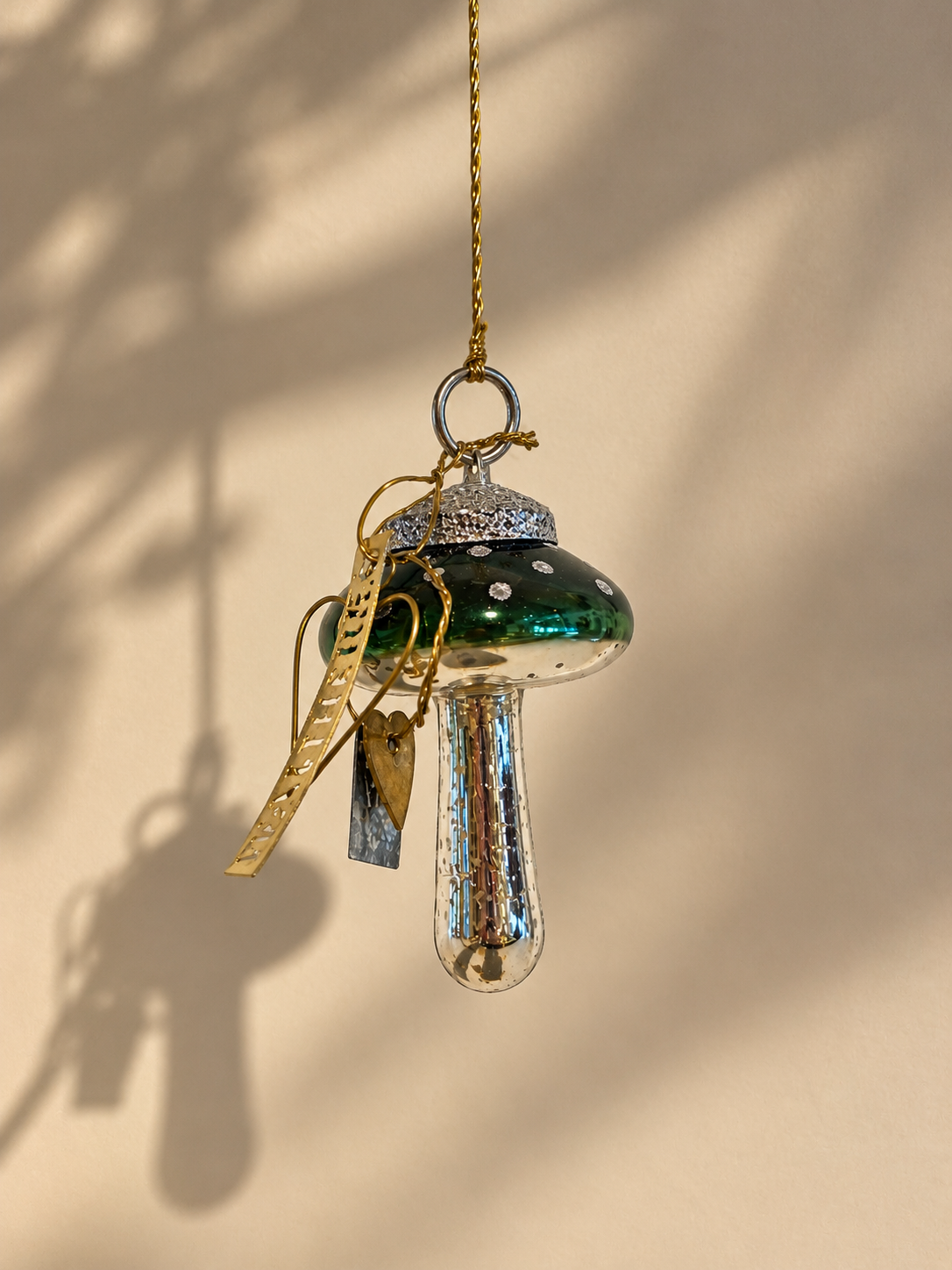 Green Glass Mushroom Ornament