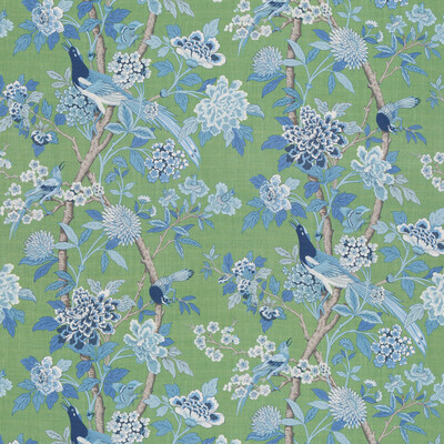 Hydrangea Bird Emerald/Blue Fabric - 1 meter