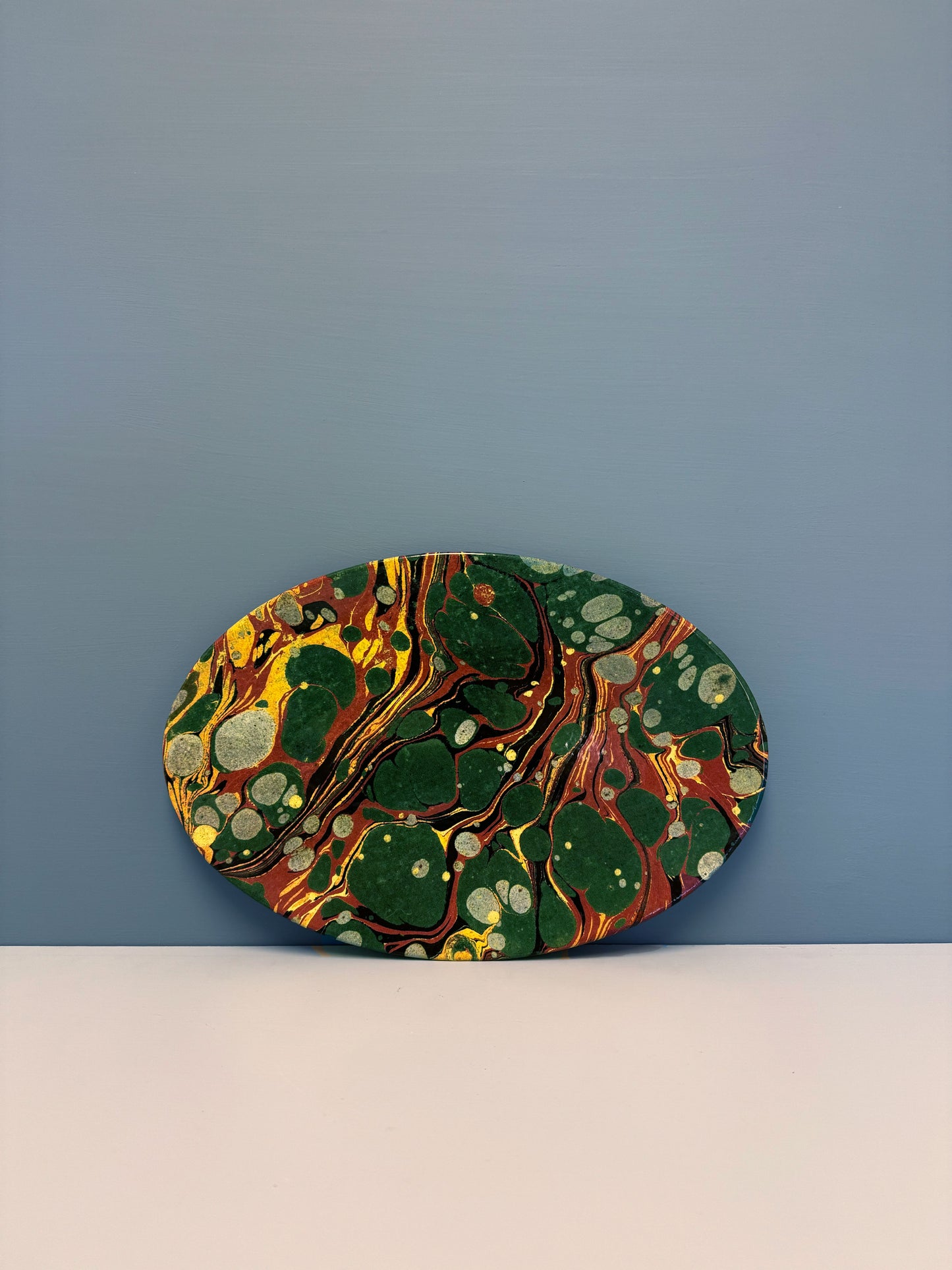 Oval Green Red and Yellow Marble Plate