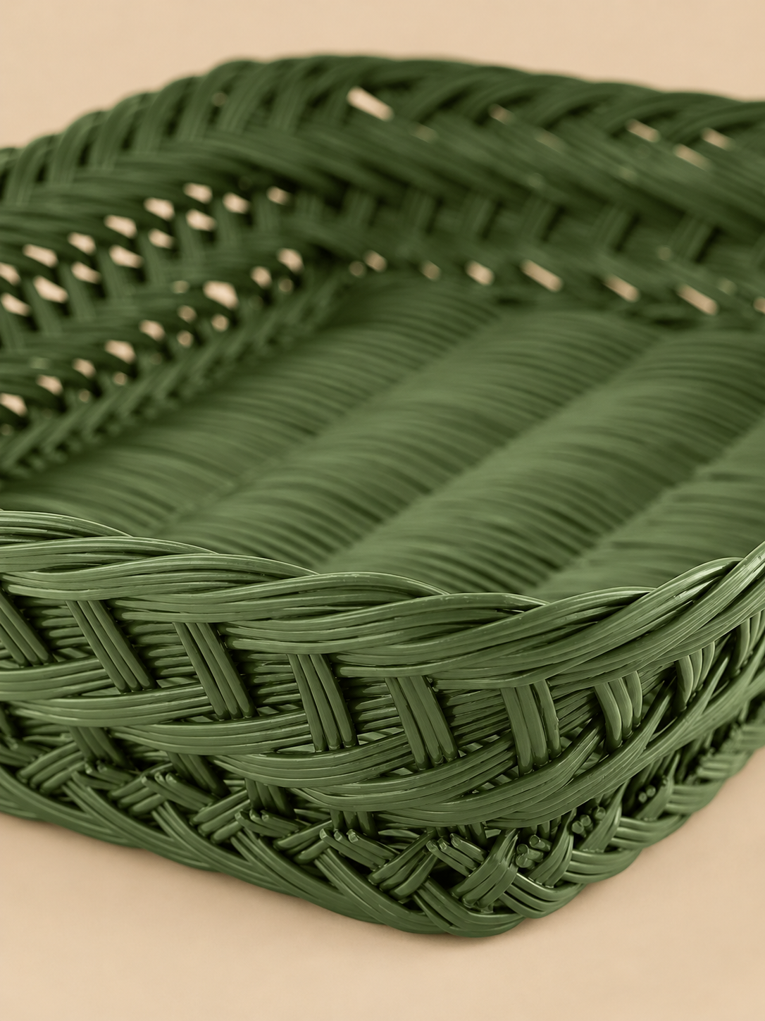 Handmade Wicker Tray Olive Green Large