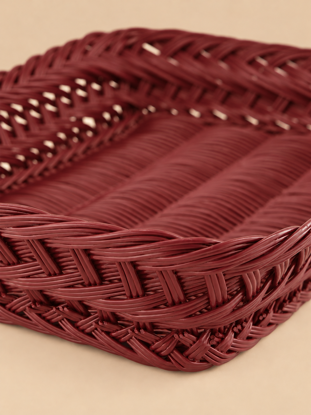 Handmade Wicker Tray Burgundy