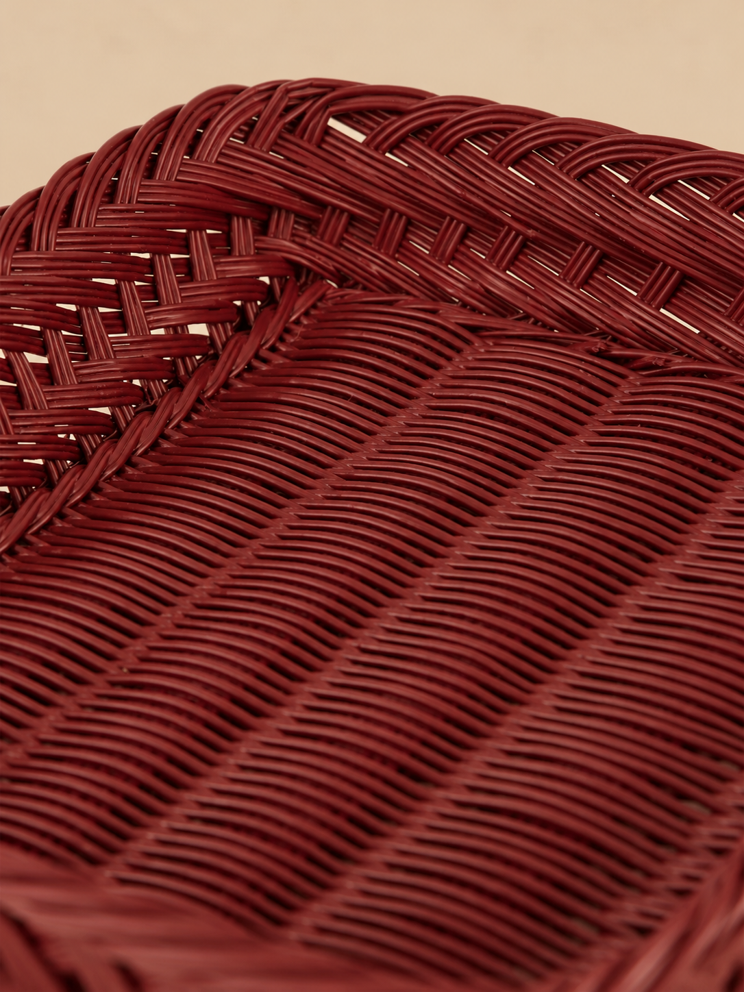 Handmade Wicker Tray Burgundy